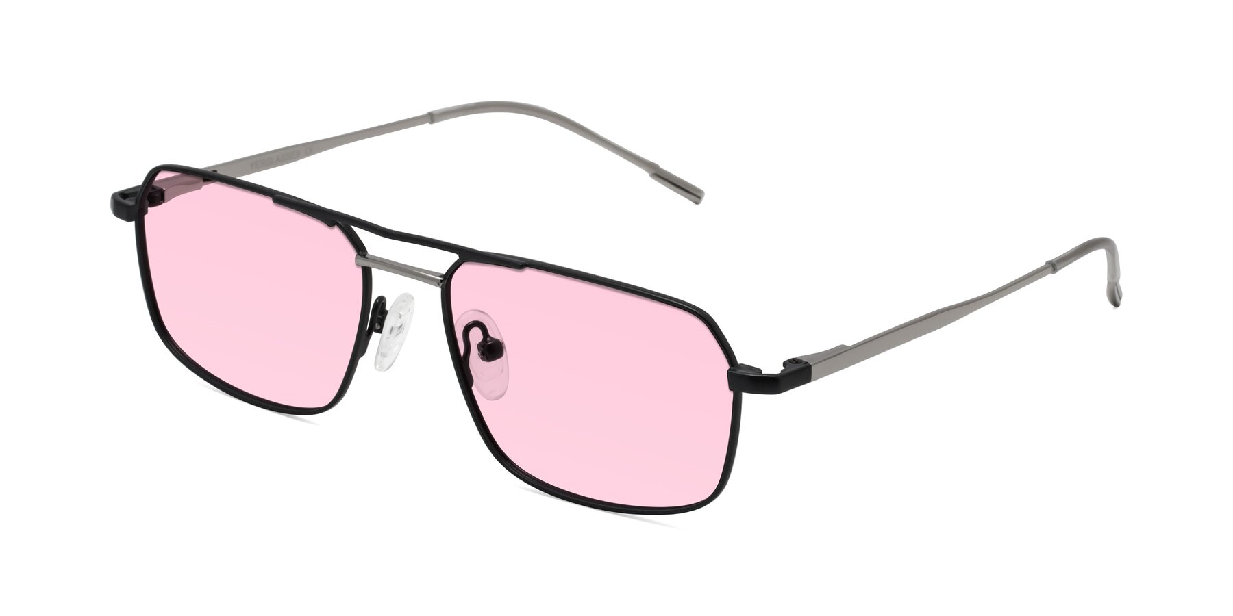 Angle of Taro in Black with Light Pink Tinted Lenses