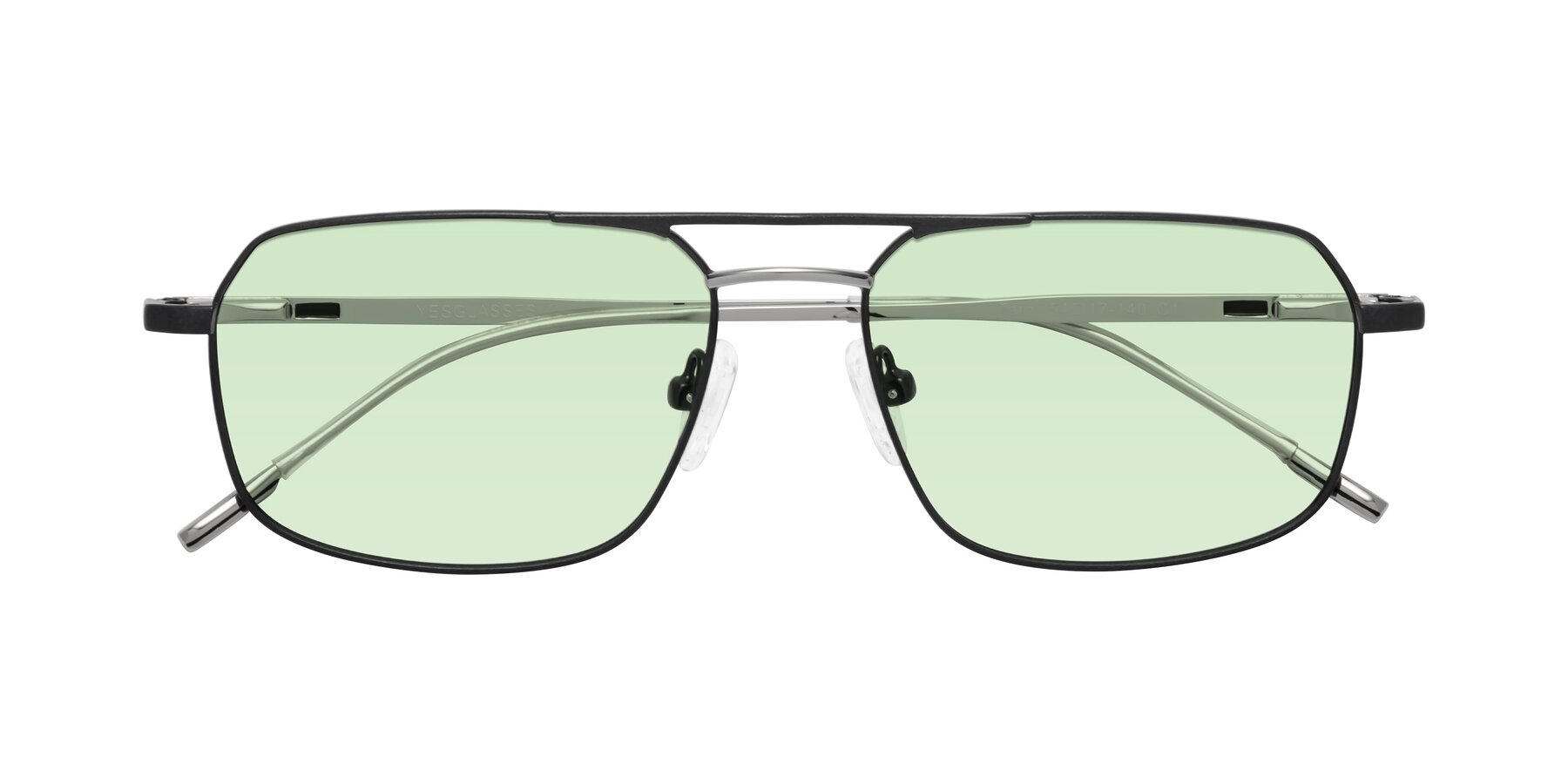 Folded Front of Taro in Black with Light Green Tinted Lenses