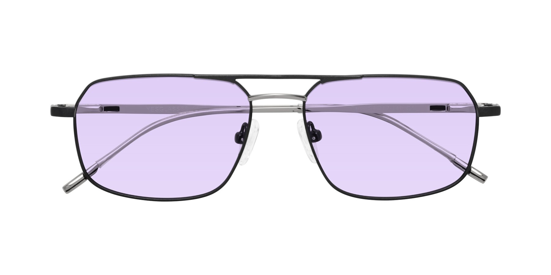 Folded Front of Taro in Black with Light Purple Tinted Lenses