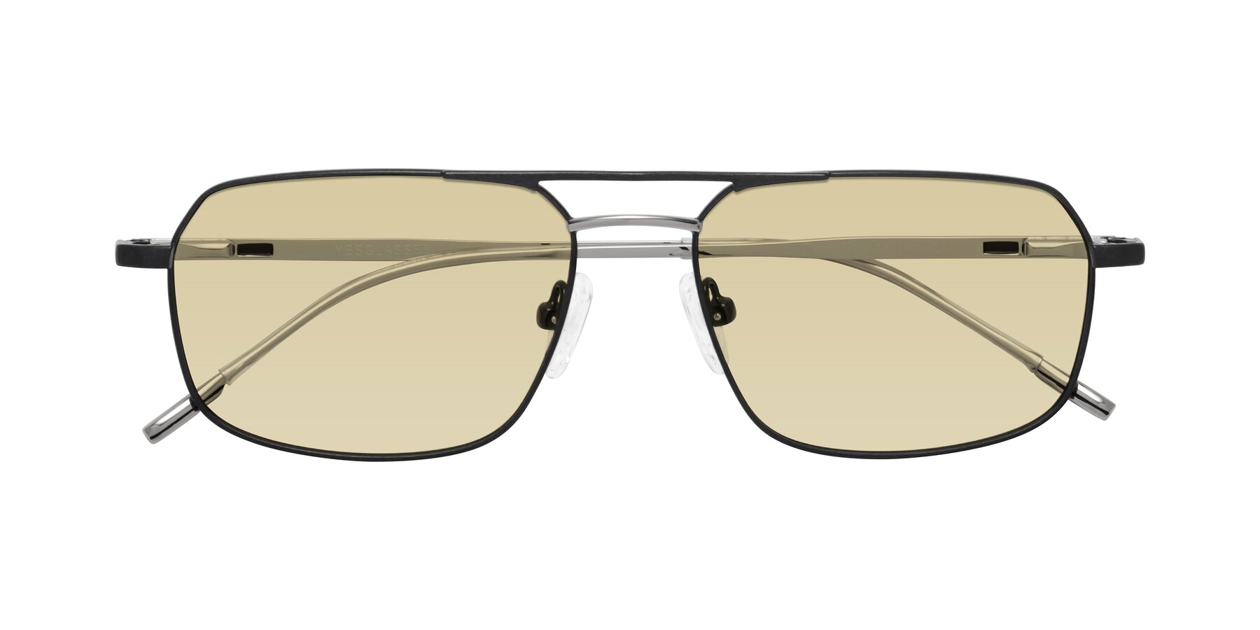 Folded Front of Taro in Black with Light Champagne Tinted Lenses