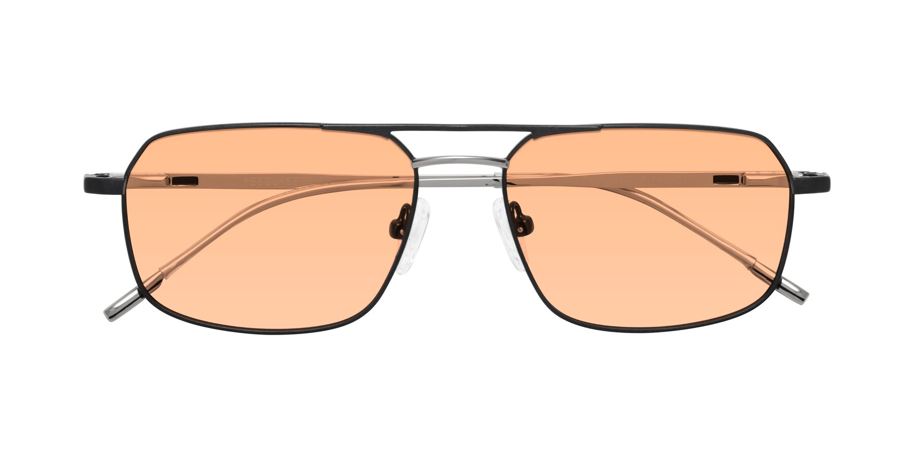 Folded Front of Taro in Black with Light Orange Tinted Lenses