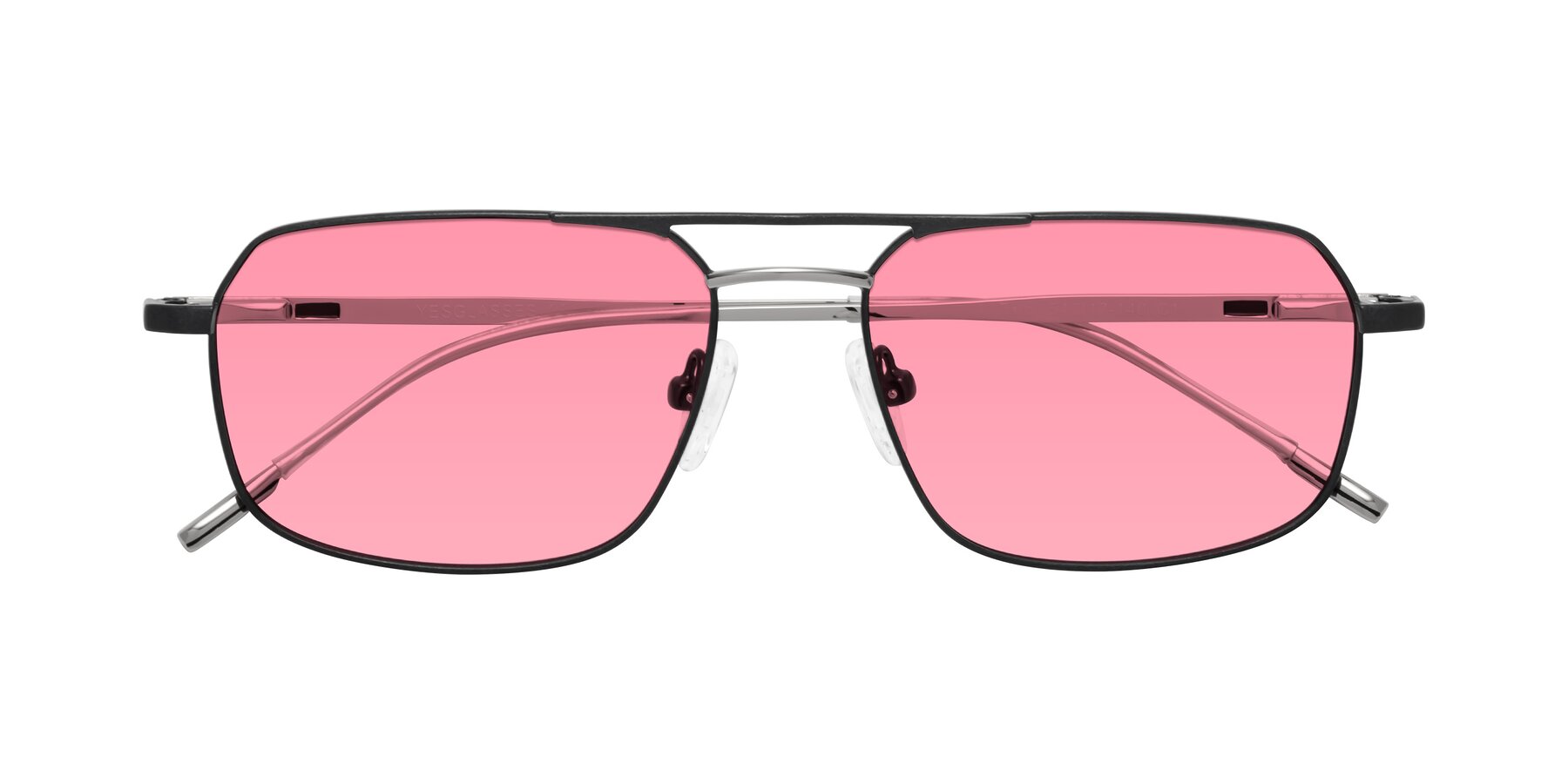 Folded Front of Taro in Black with Pink Tinted Lenses