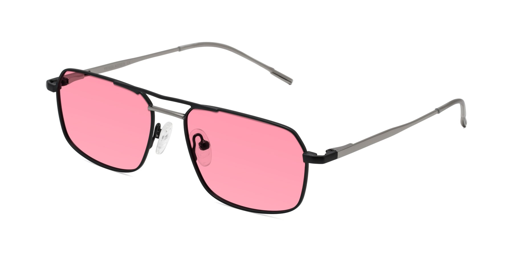 Angle of Taro in Black with Pink Tinted Lenses