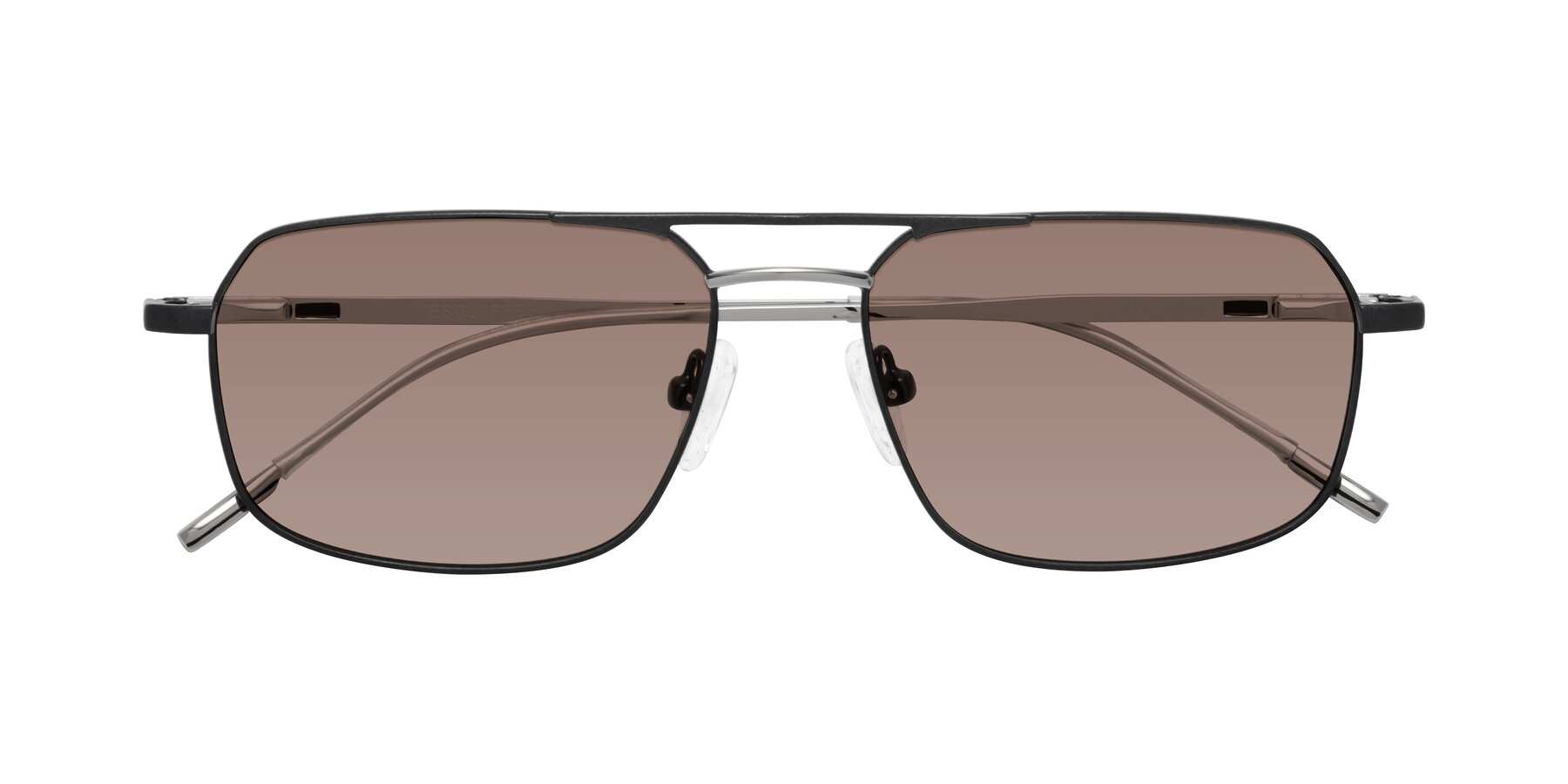 Folded Front of Taro in Black with Medium Brown Tinted Lenses