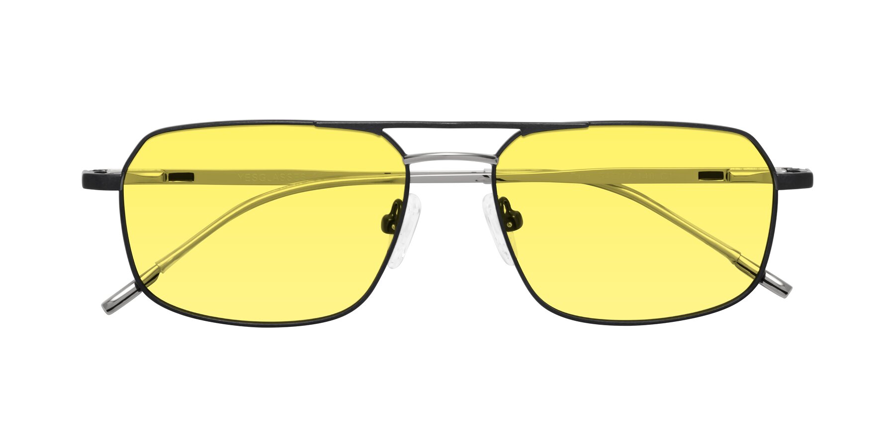 Folded Front of Taro in Black with Medium Yellow Tinted Lenses