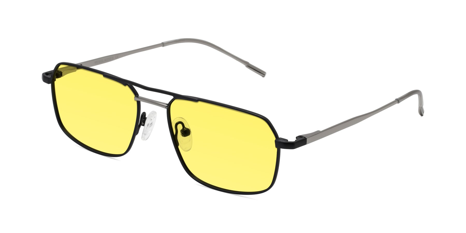 Angle of Taro in Black with Medium Yellow Tinted Lenses