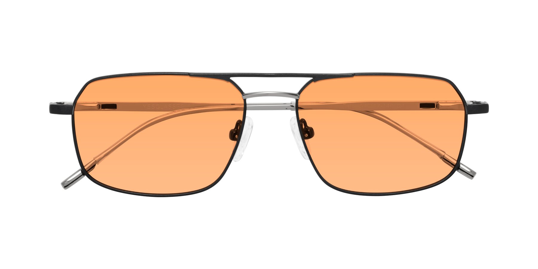 Folded Front of Taro in Black with Medium Orange Tinted Lenses