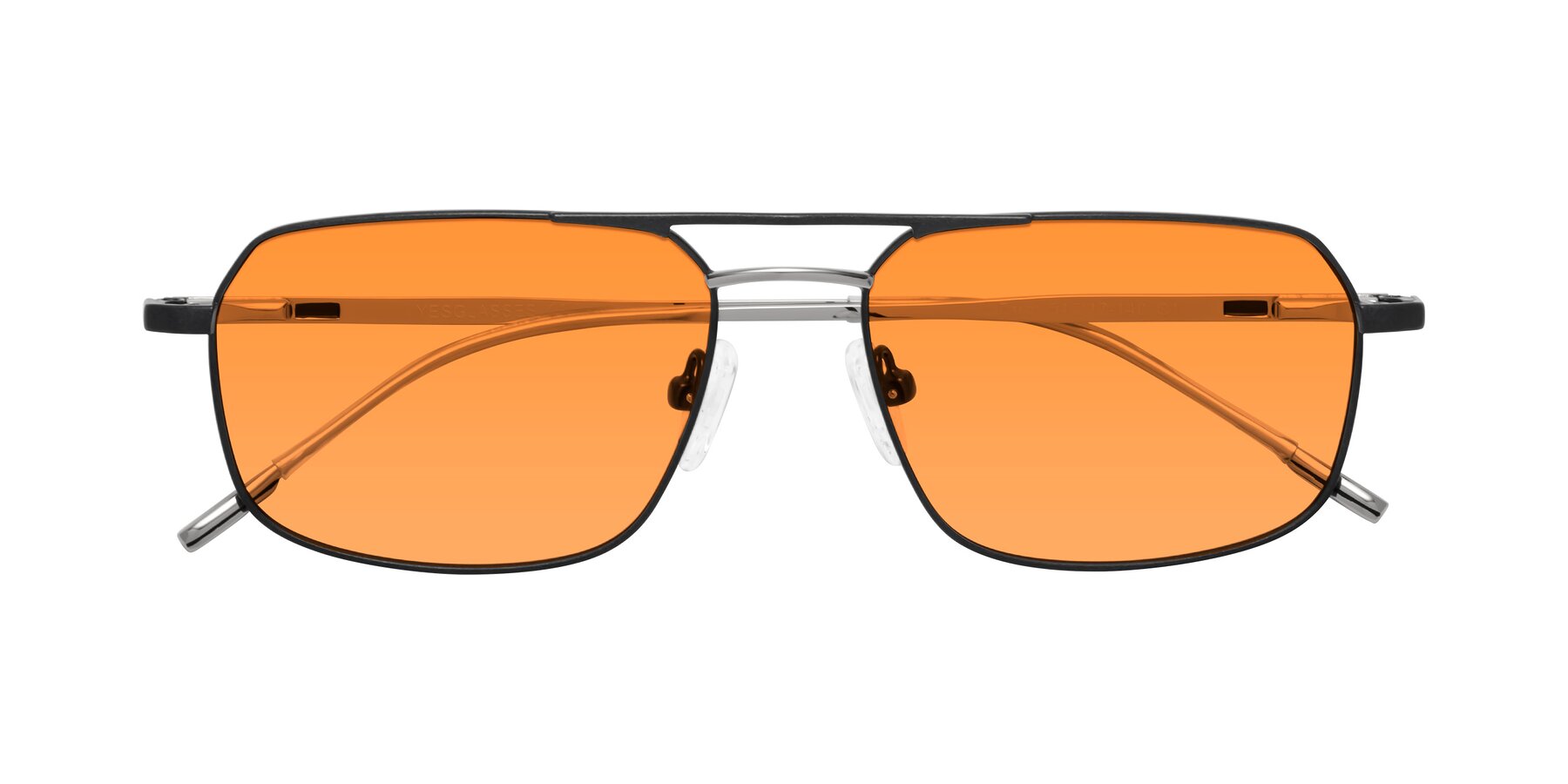 Folded Front of Taro in Black with Orange Tinted Lenses