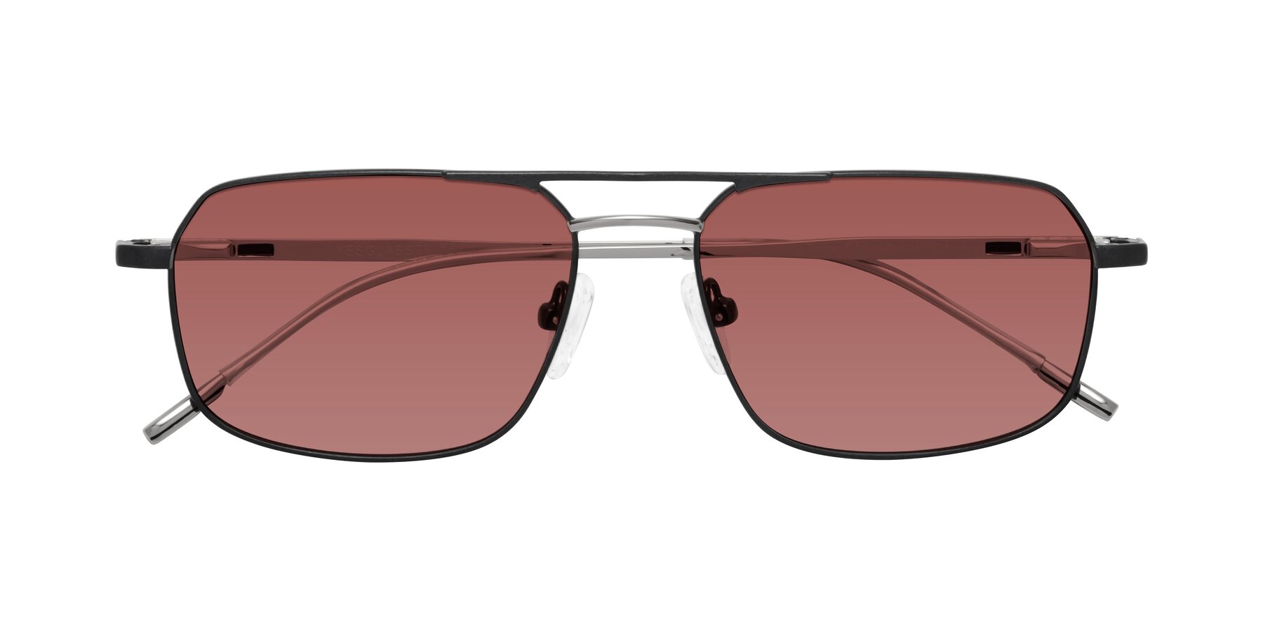 Folded Front of Taro in Black with Garnet Tinted Lenses