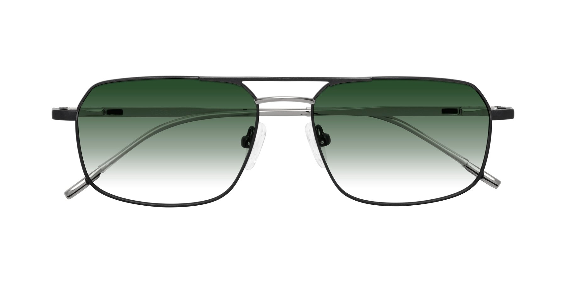 Folded Front of Taro in Black with Green Gradient Lenses