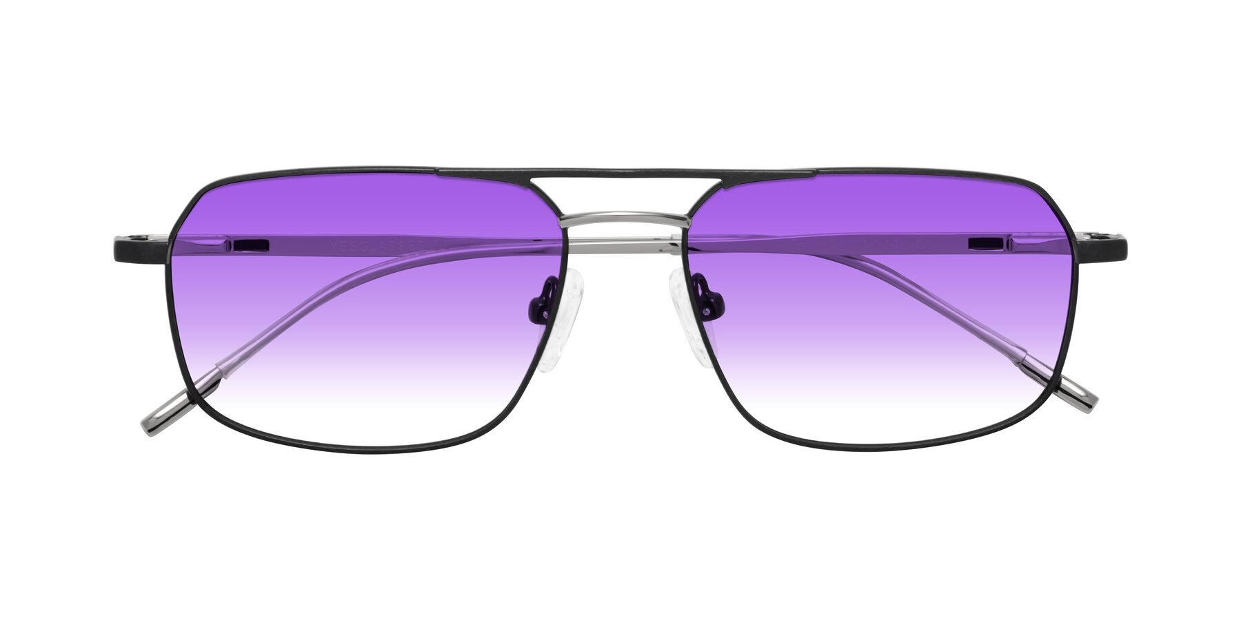 Folded Front of Taro in Black with Purple Gradient Lenses