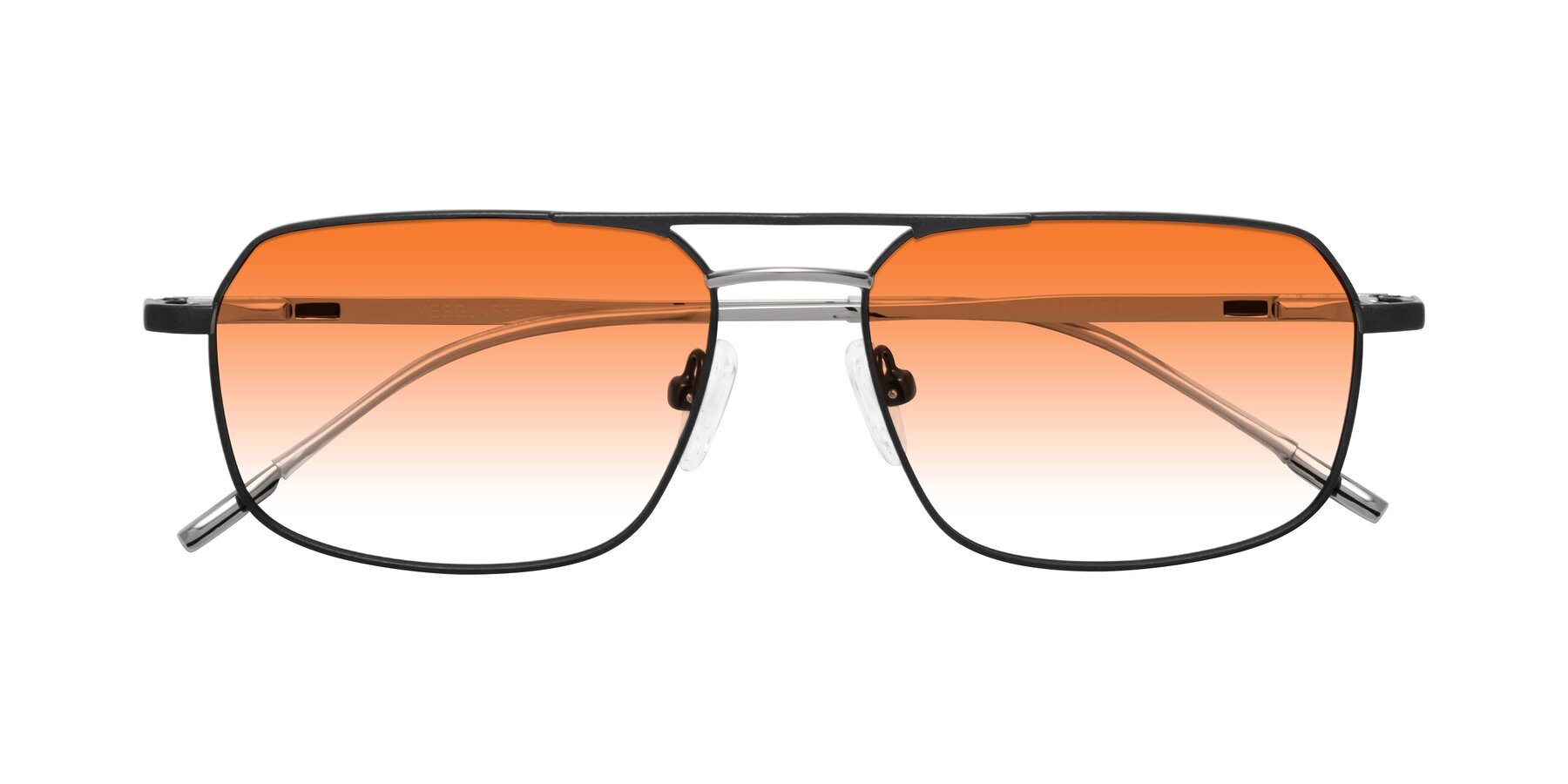 Folded Front of Taro in Black with Orange Gradient Lenses