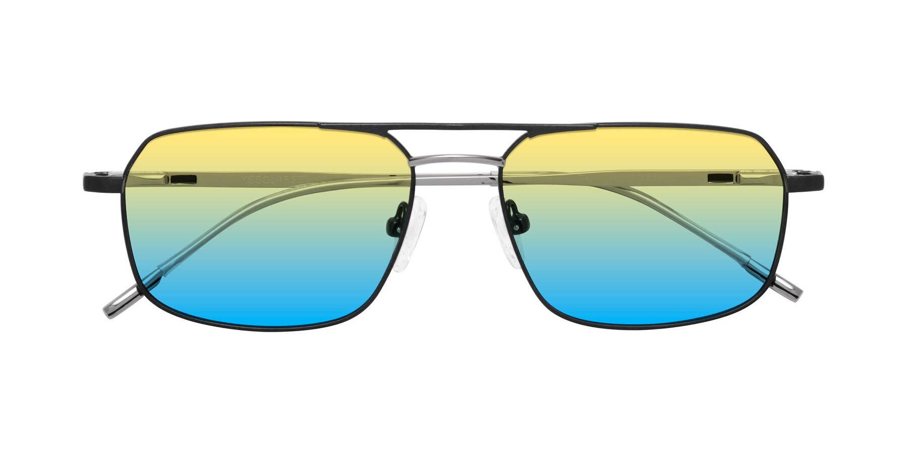 Folded Front of Taro in Black with Yellow / Blue Gradient Lenses