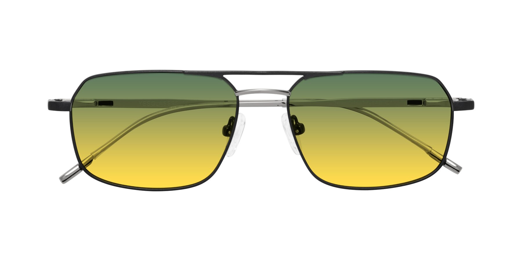 Folded Front of Taro in Black with Green / Yellow Gradient Lenses