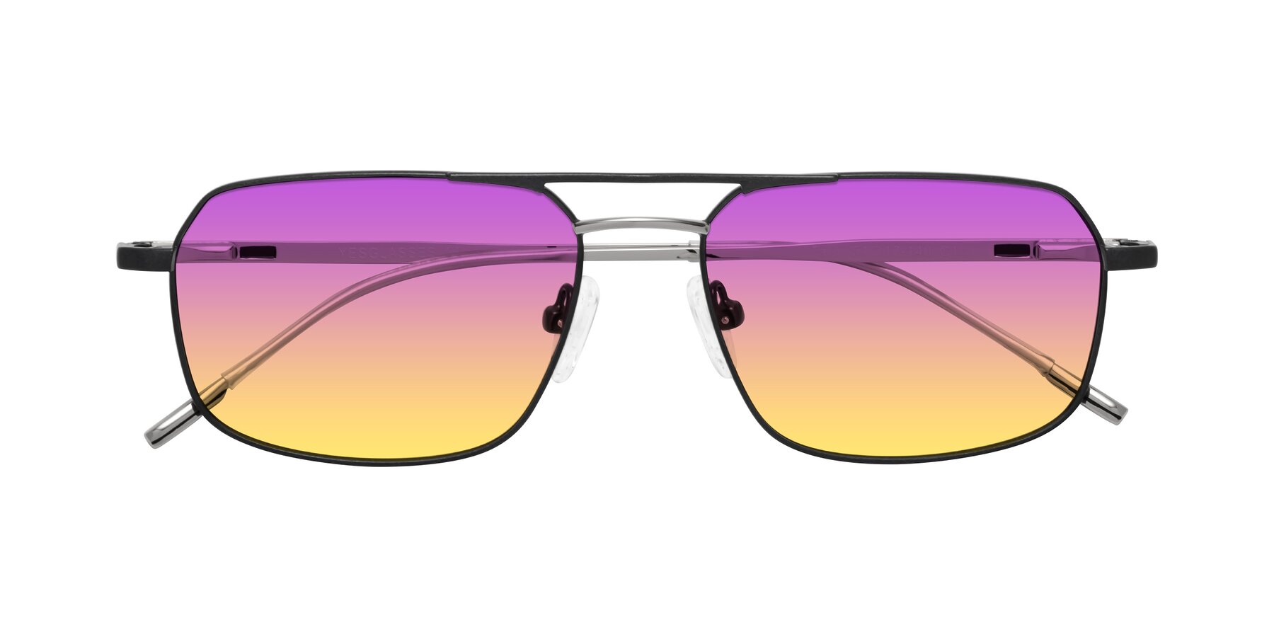 Folded Front of Taro in Black with Purple / Yellow Gradient Lenses