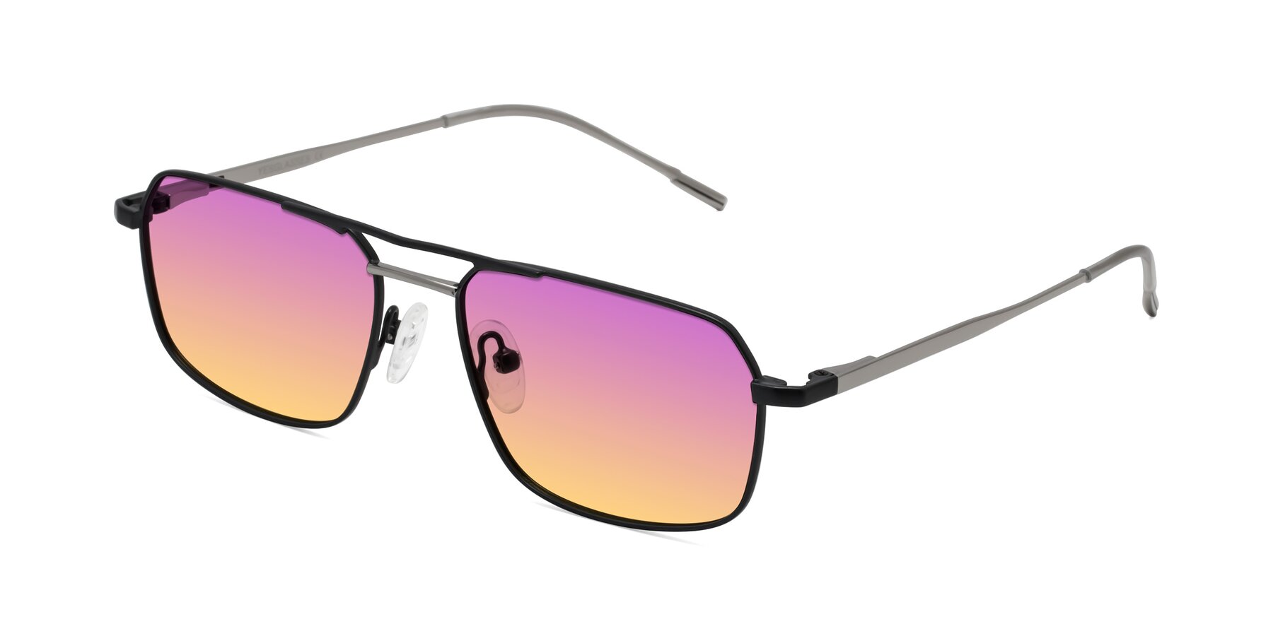 Angle of Taro in Black with Purple / Yellow Gradient Lenses