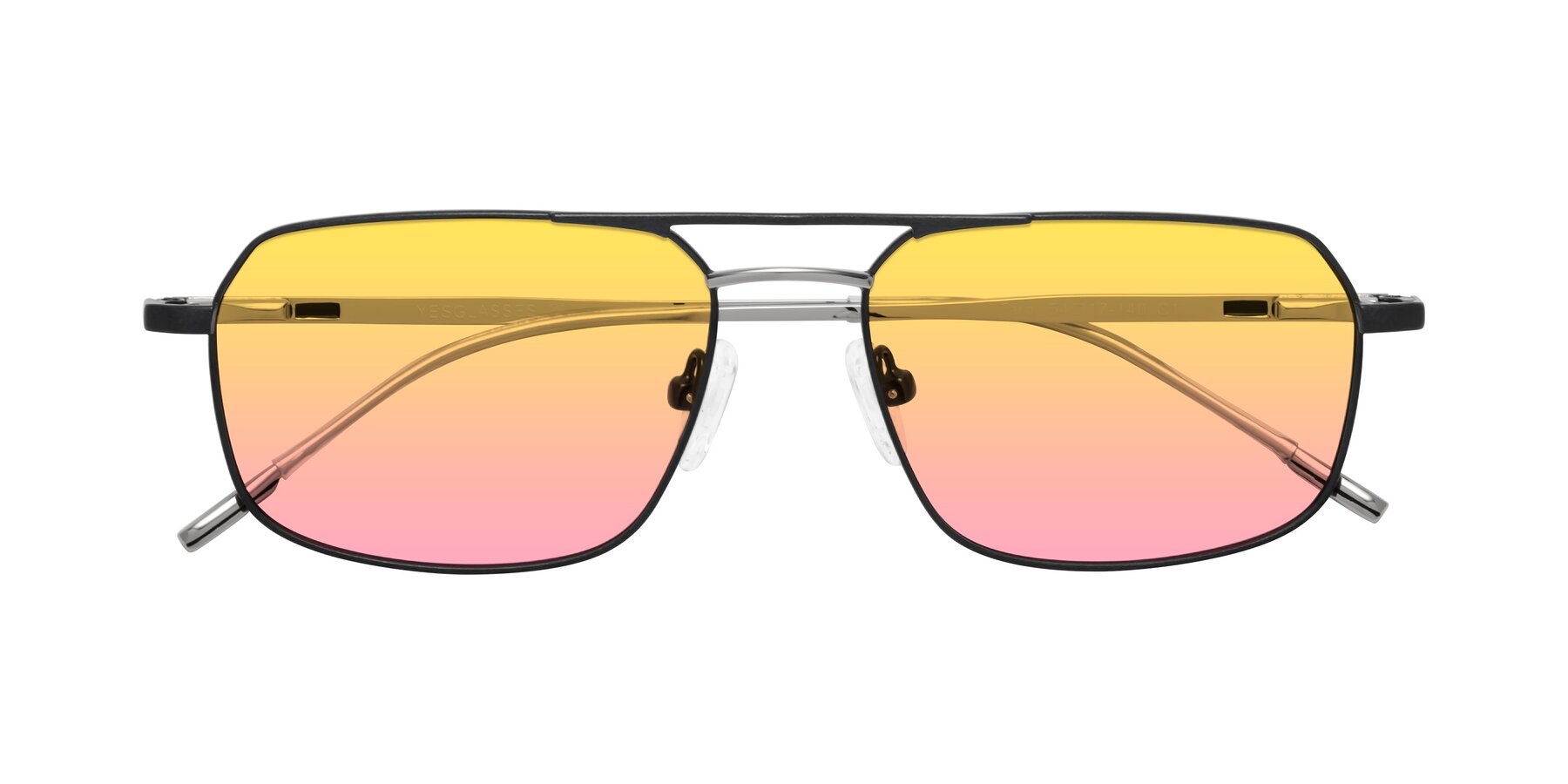 Folded Front of Taro in Black with Yellow / Pink Gradient Lenses