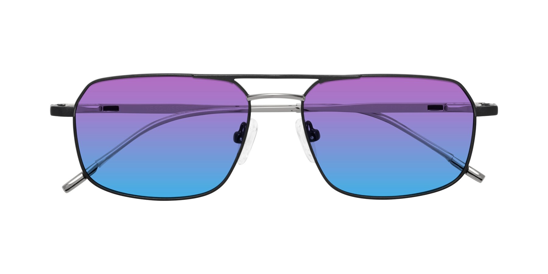 Folded Front of Taro in Black with Purple / Blue Gradient Lenses