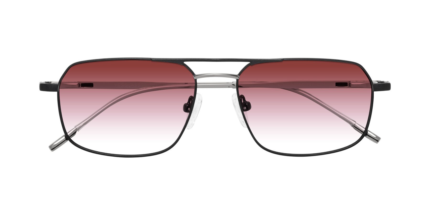 Folded Front of Taro in Black with Garnet Gradient Lenses