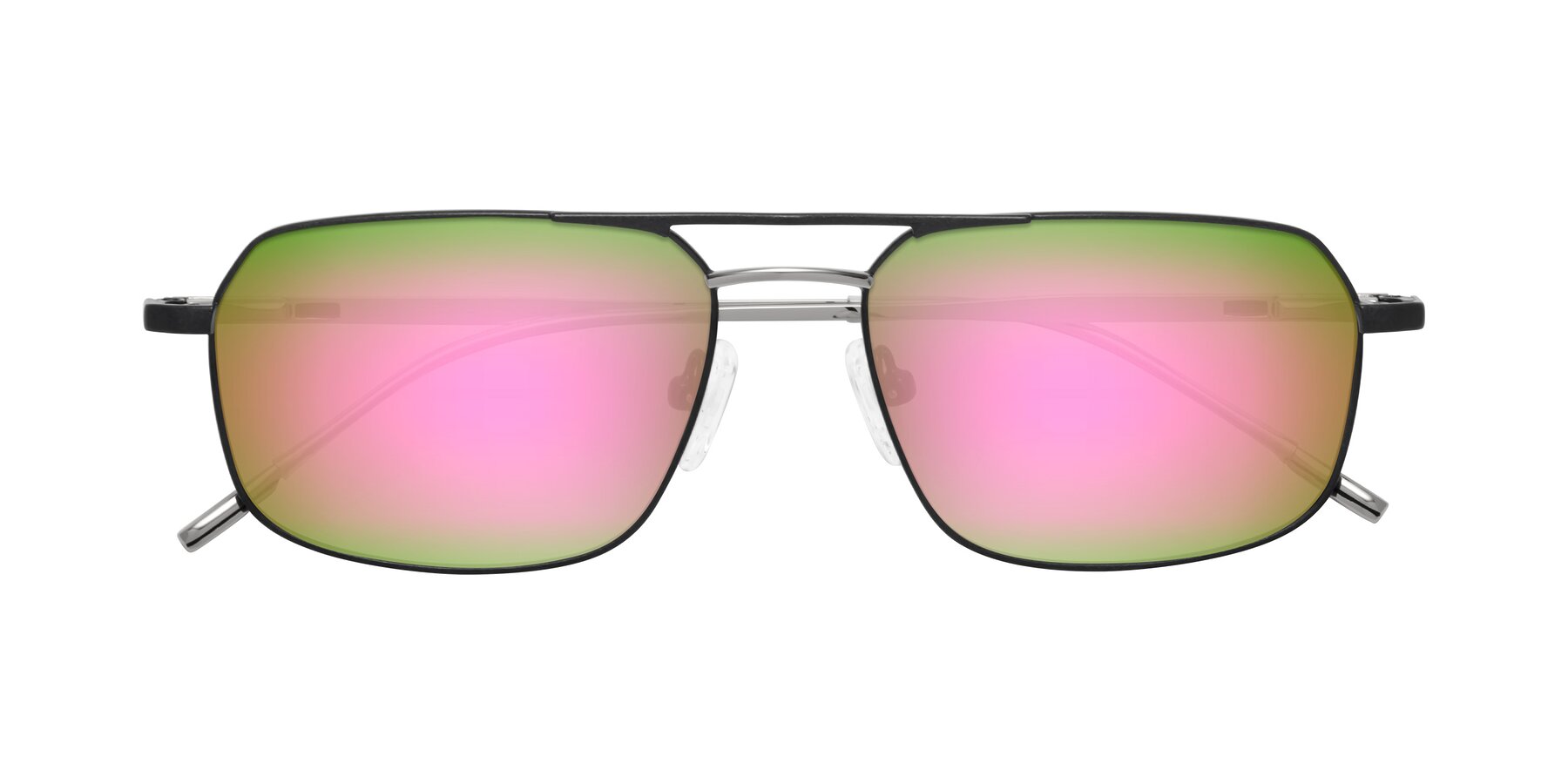 Folded Front of Taro in Black with Pink Mirrored Lenses