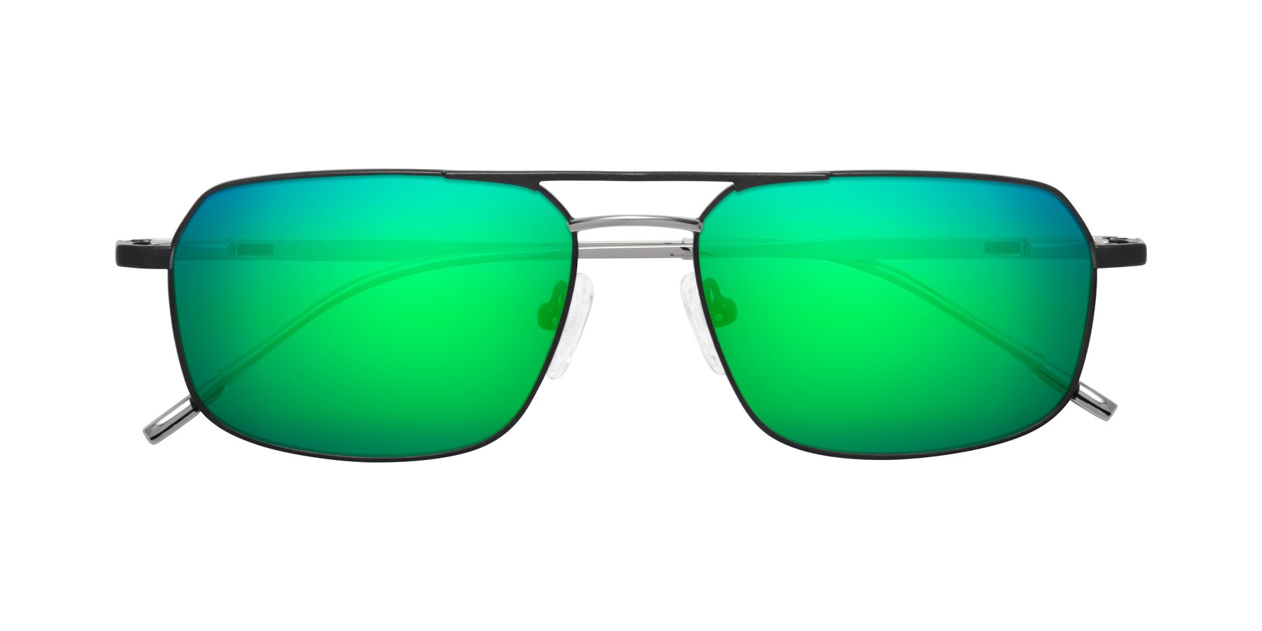 Folded Front of Taro in Black with Green Mirrored Lenses