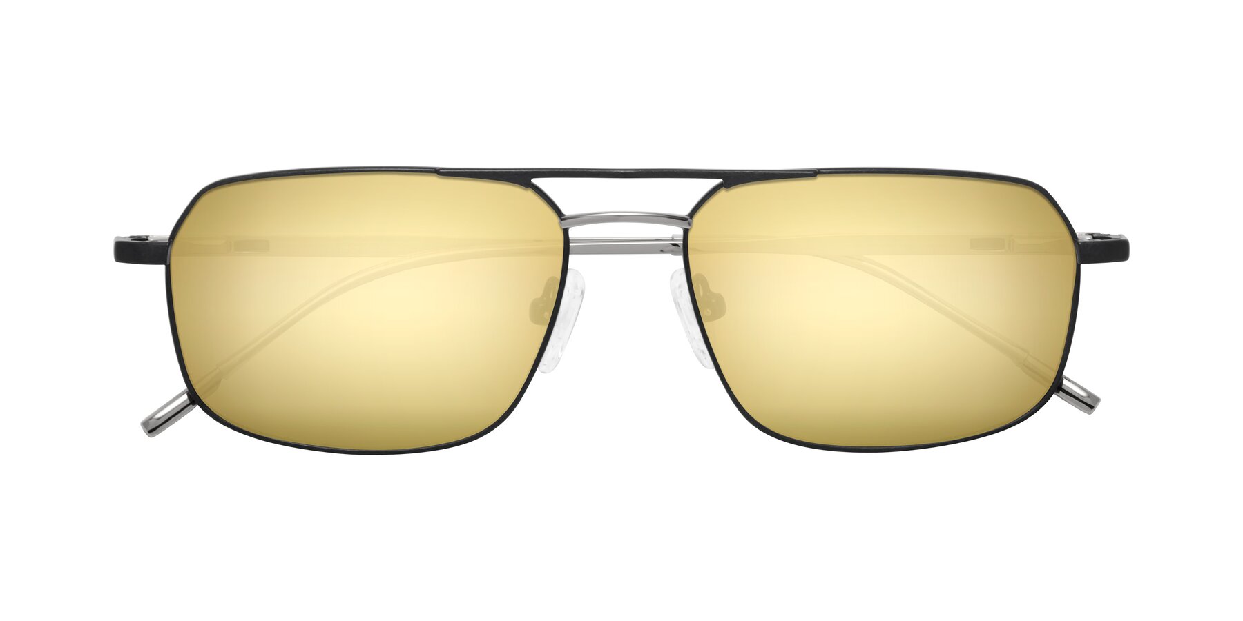 Folded Front of Taro in Black with Gold Mirrored Lenses