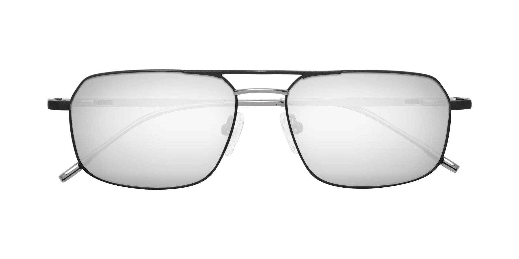 Folded Front of Taro in Black with Silver Mirrored Lenses