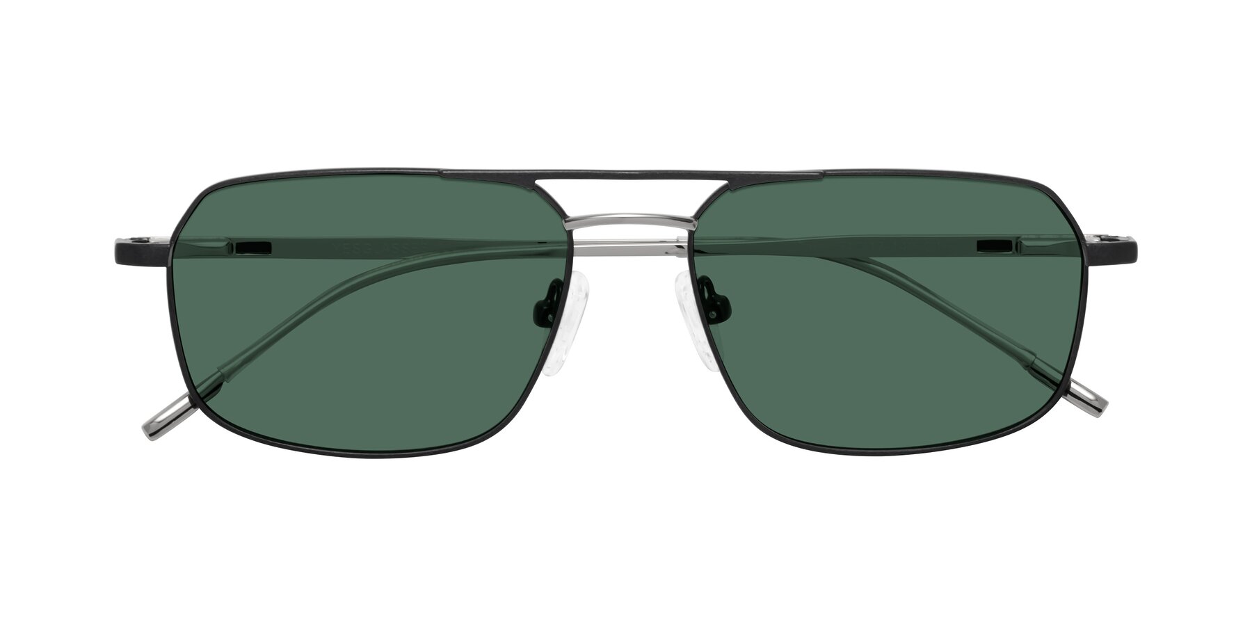 Folded Front of Taro in Black with Green Polarized Lenses