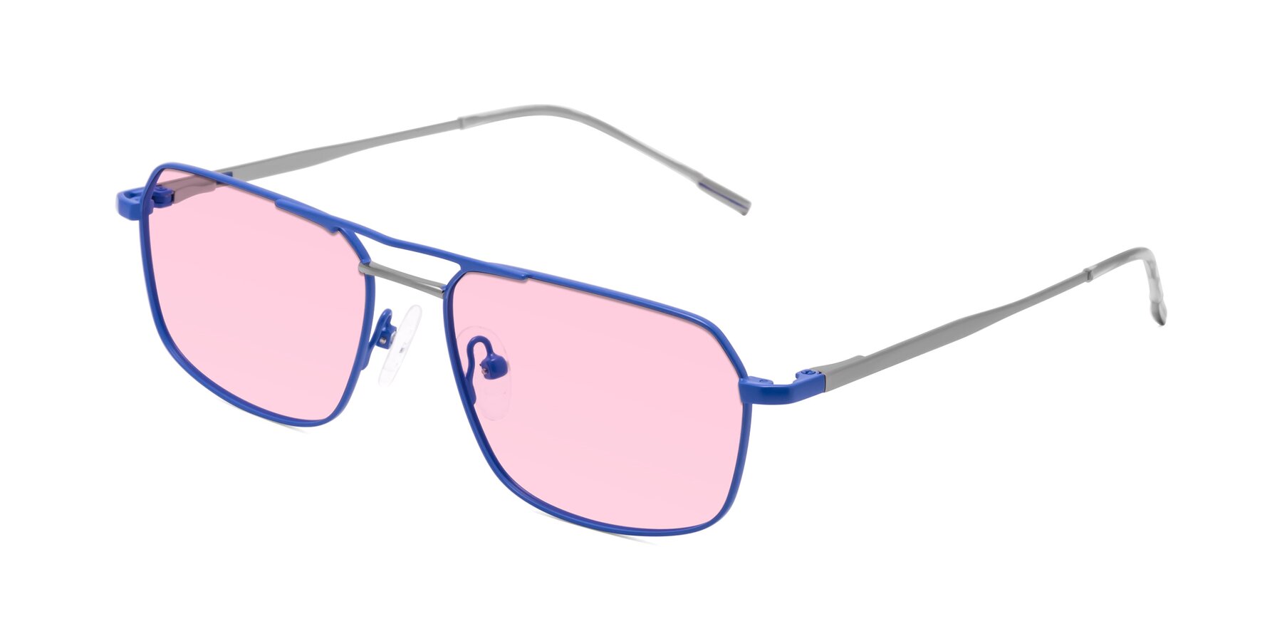 Angle of Taro in Sapphire Blue with Light Pink Tinted Lenses