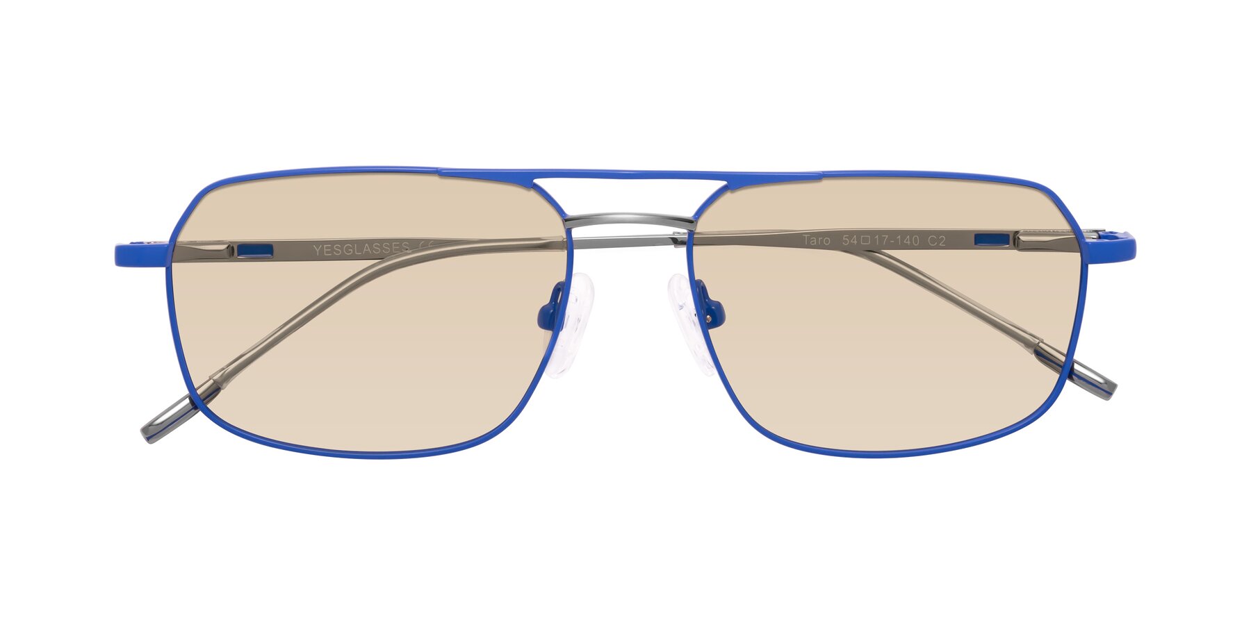 Folded Front of Taro in Sapphire Blue with Light Brown Tinted Lenses