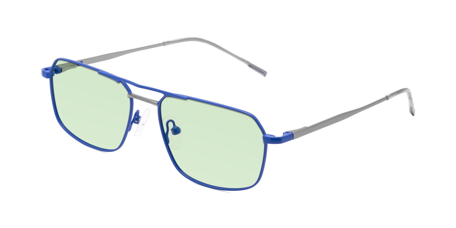 Angle of Taro in Sapphire Blue with Light Green Tinted Lenses