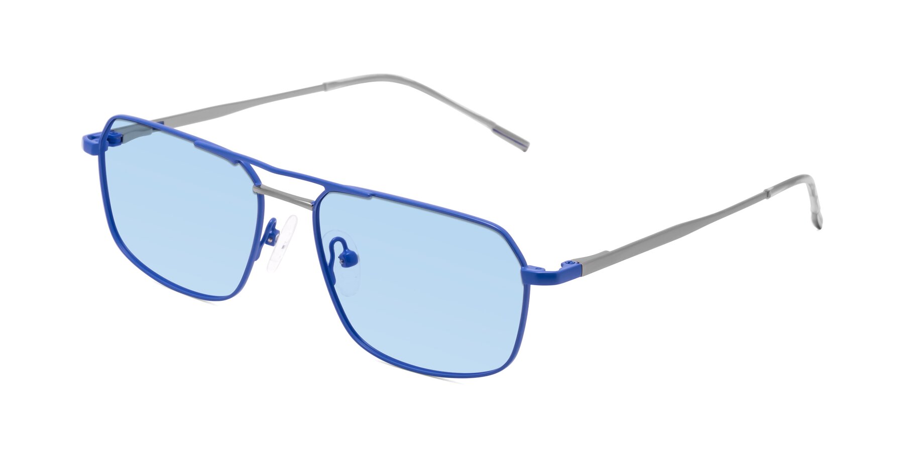 Angle of Taro in Sapphire Blue with Light Blue Tinted Lenses