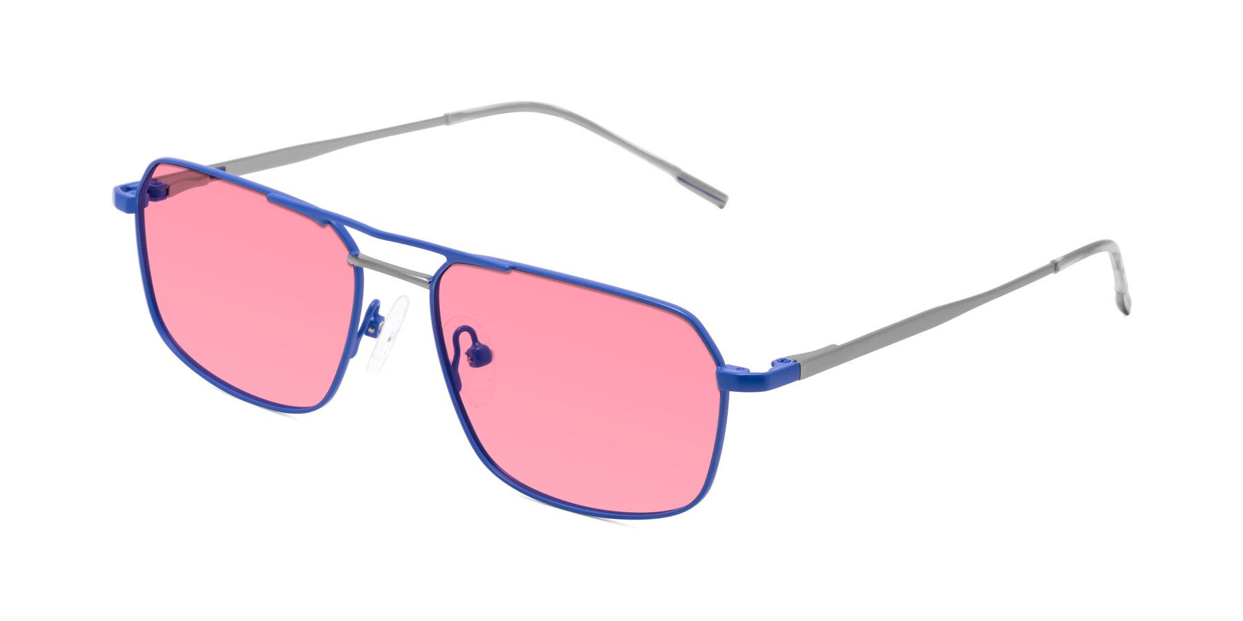 Angle of Taro in Sapphire Blue with Pink Tinted Lenses