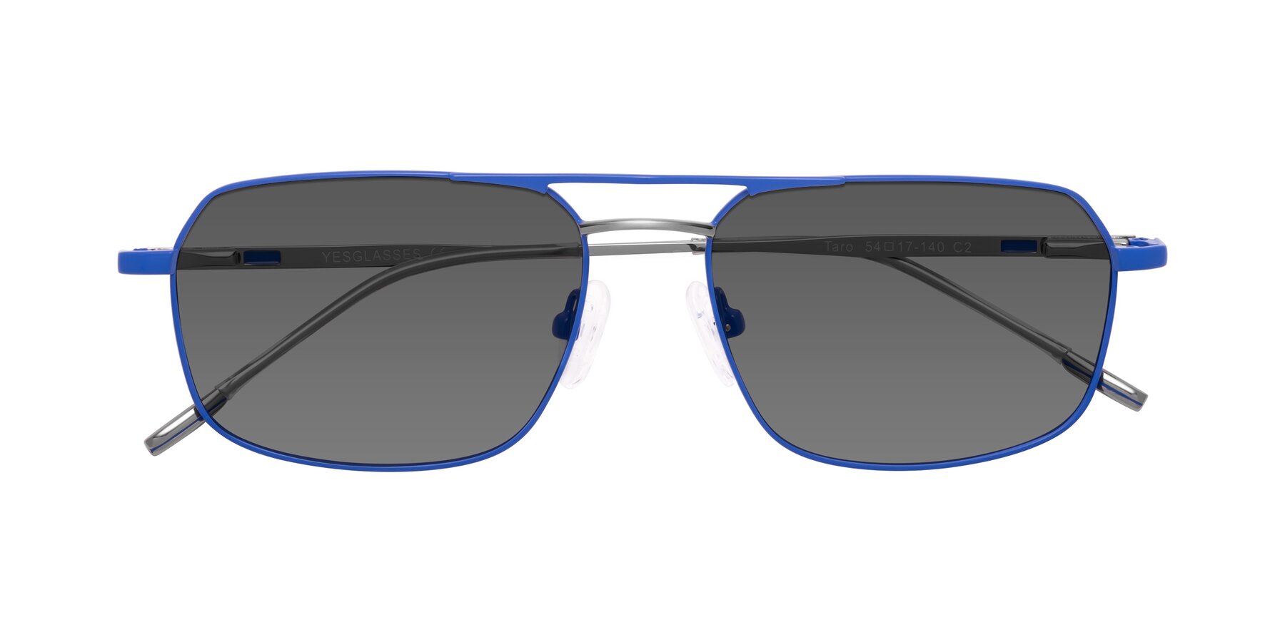 Folded Front of Taro in Sapphire Blue with Medium Gray Tinted Lenses