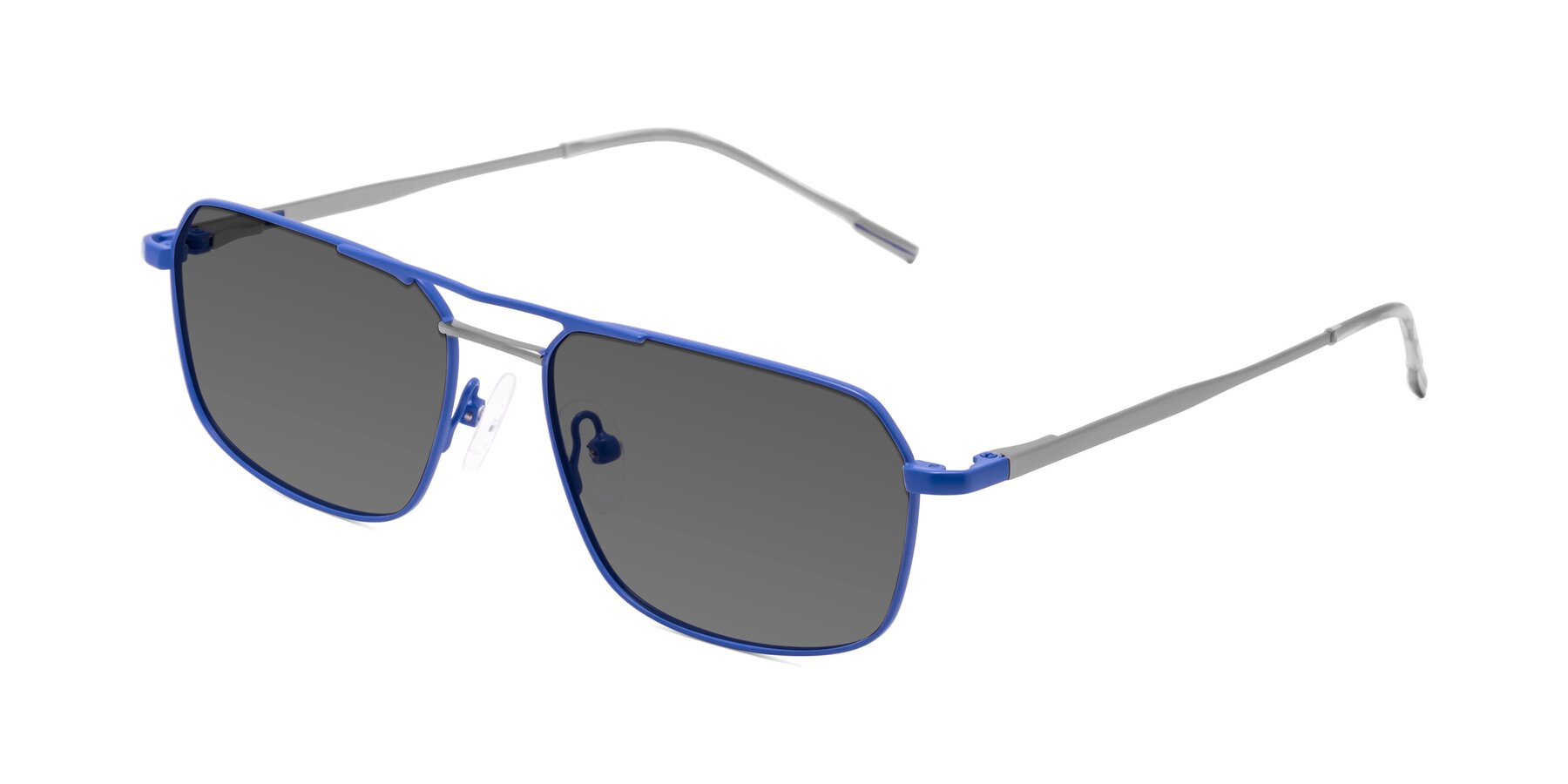 Angle of Taro in Sapphire Blue with Medium Gray Tinted Lenses