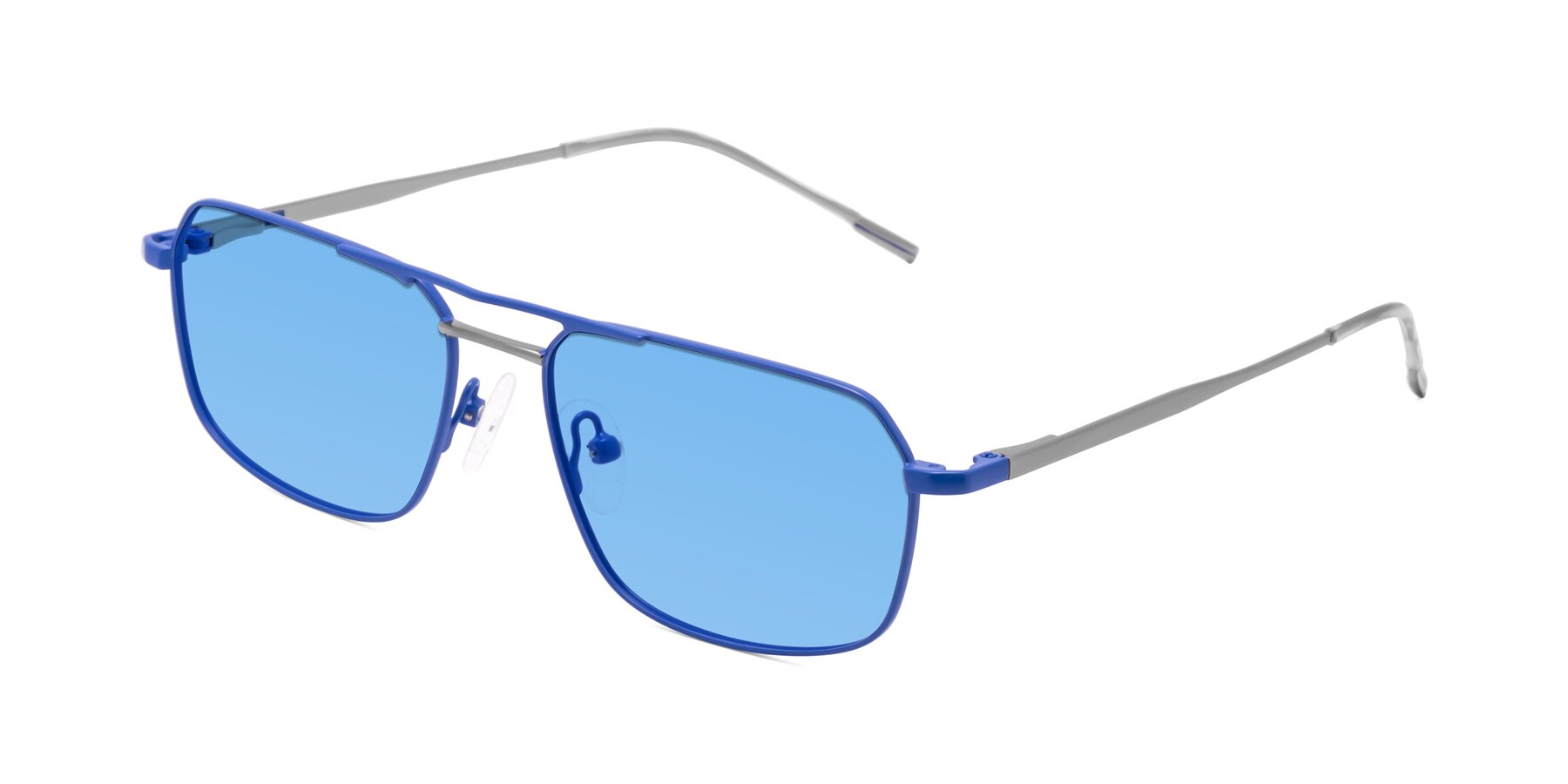 Angle of Taro in Sapphire Blue with Medium Blue Tinted Lenses