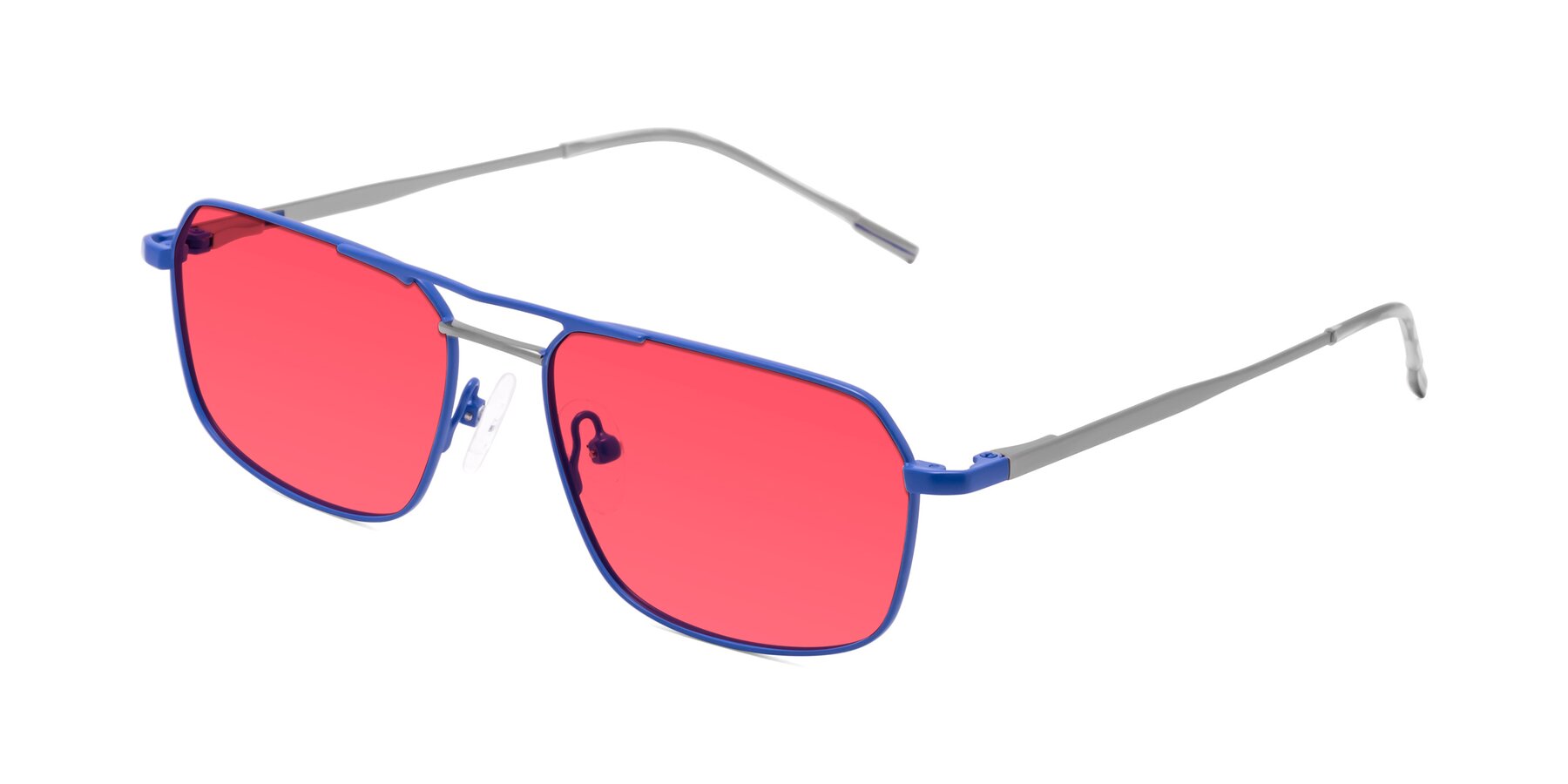 Angle of Taro in Sapphire Blue with Red Tinted Lenses