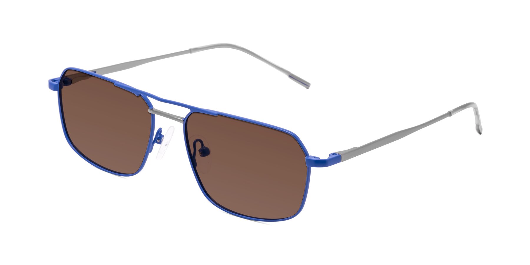 Angle of Taro in Sapphire Blue with Brown Tinted Lenses