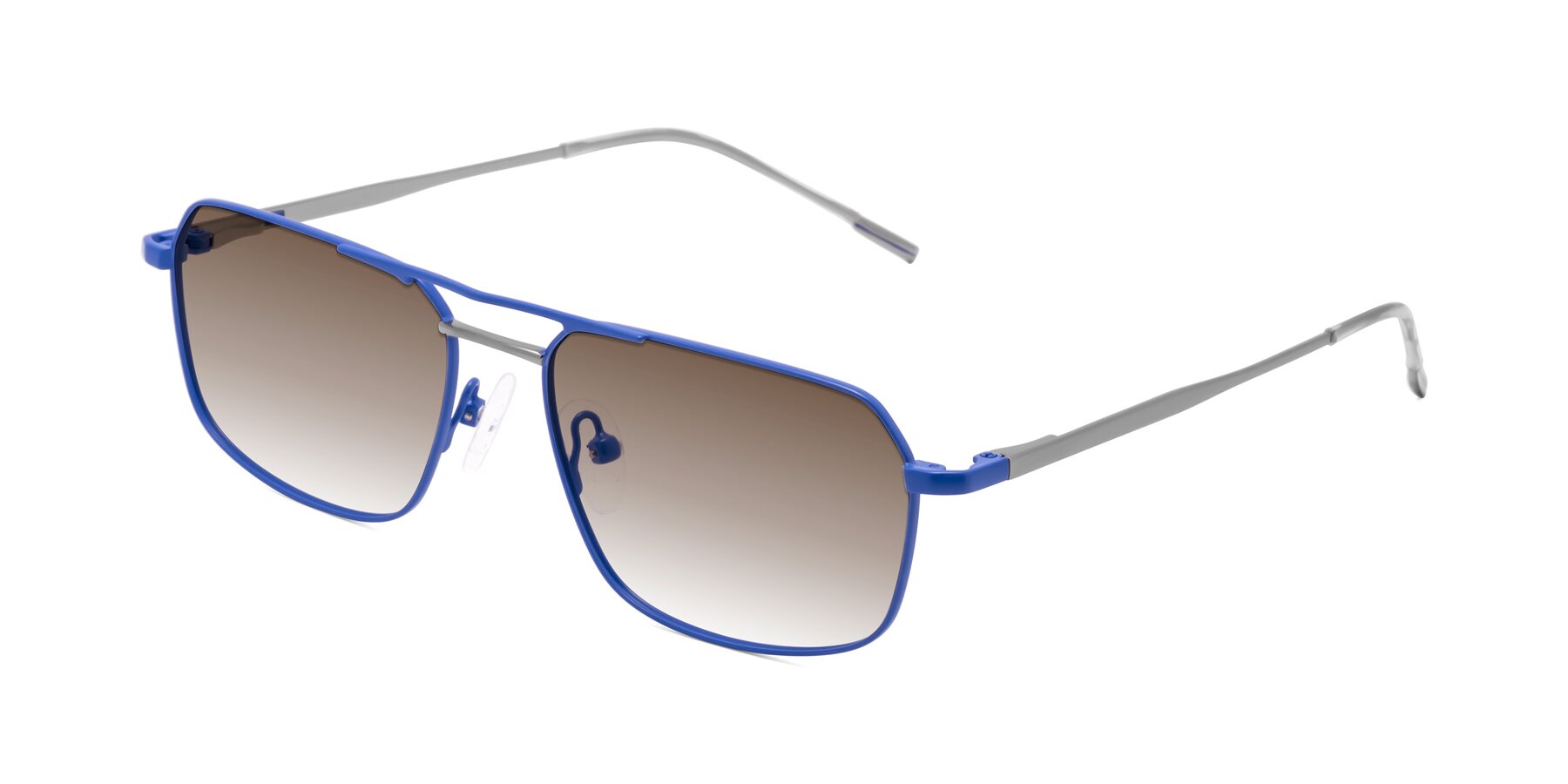 Angle of Taro in Sapphire Blue with Brown Gradient Lenses