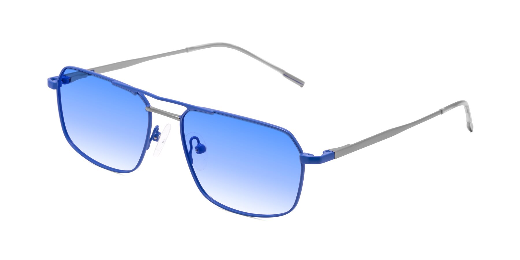 Angle of Taro in Sapphire Blue with Blue Gradient Lenses