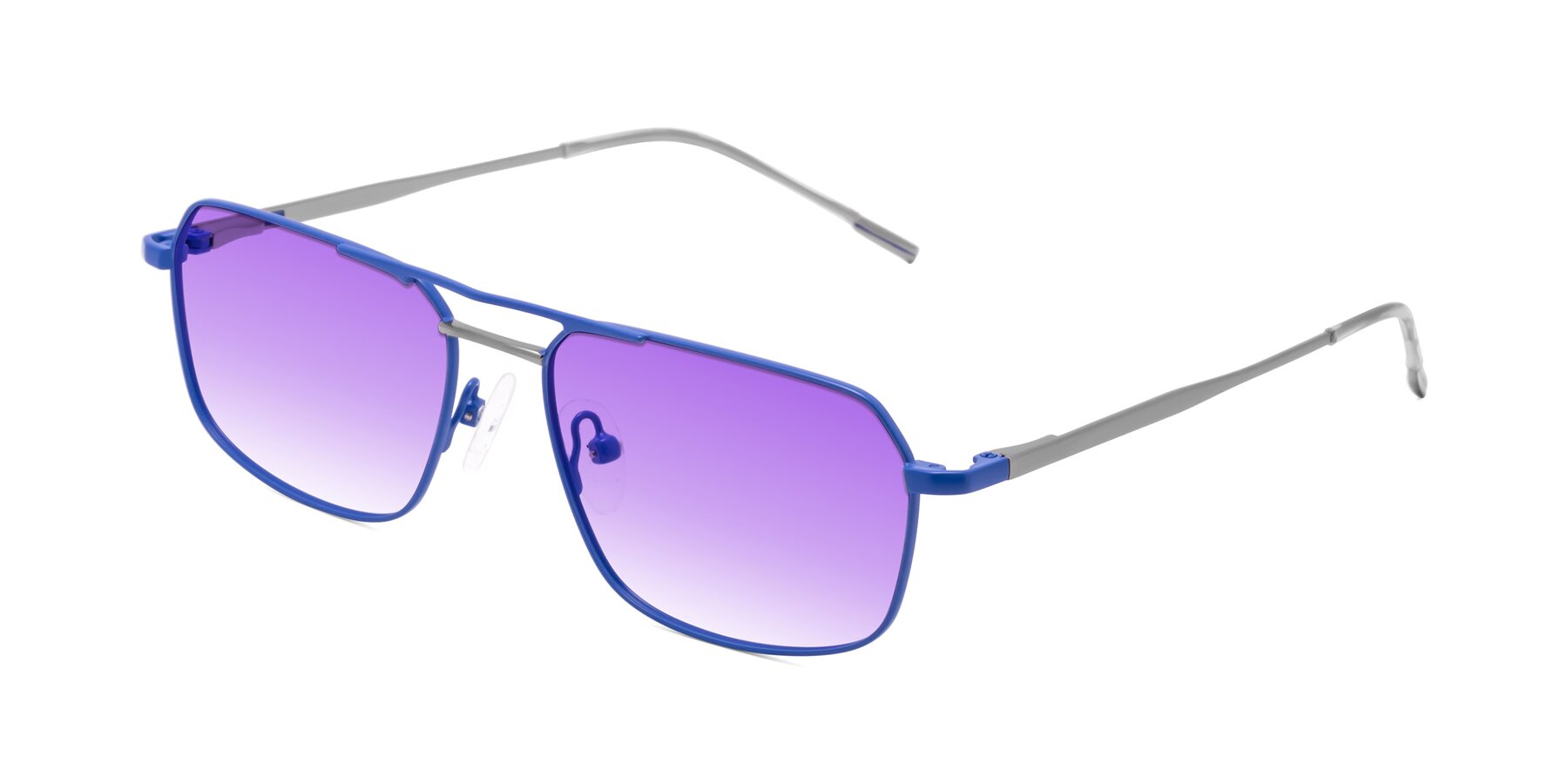 Angle of Taro in Sapphire Blue with Purple Gradient Lenses