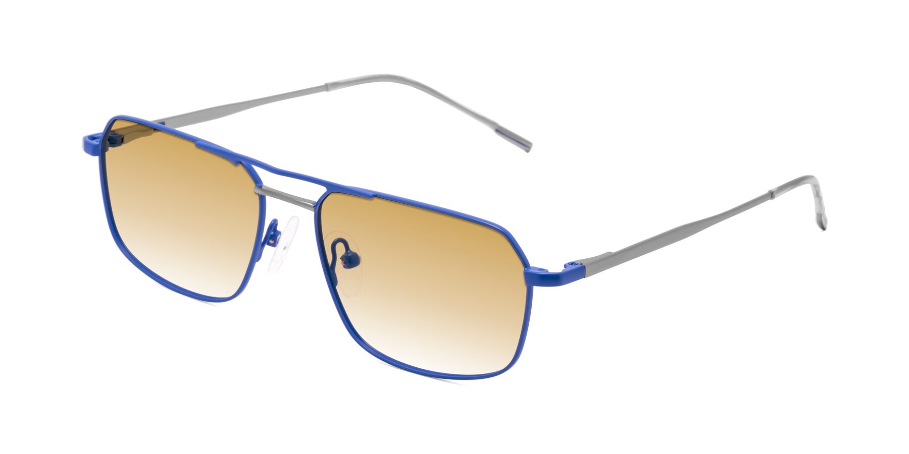 Angle of Taro in Sapphire Blue with Champagne Gradient Lenses