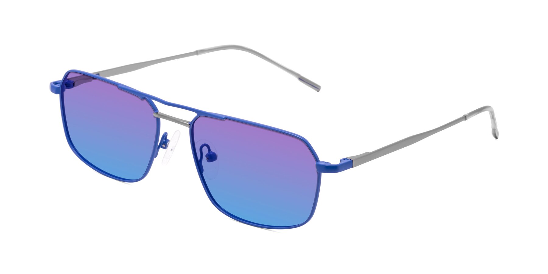Angle of Taro in Sapphire Blue with Purple / Blue Gradient Lenses