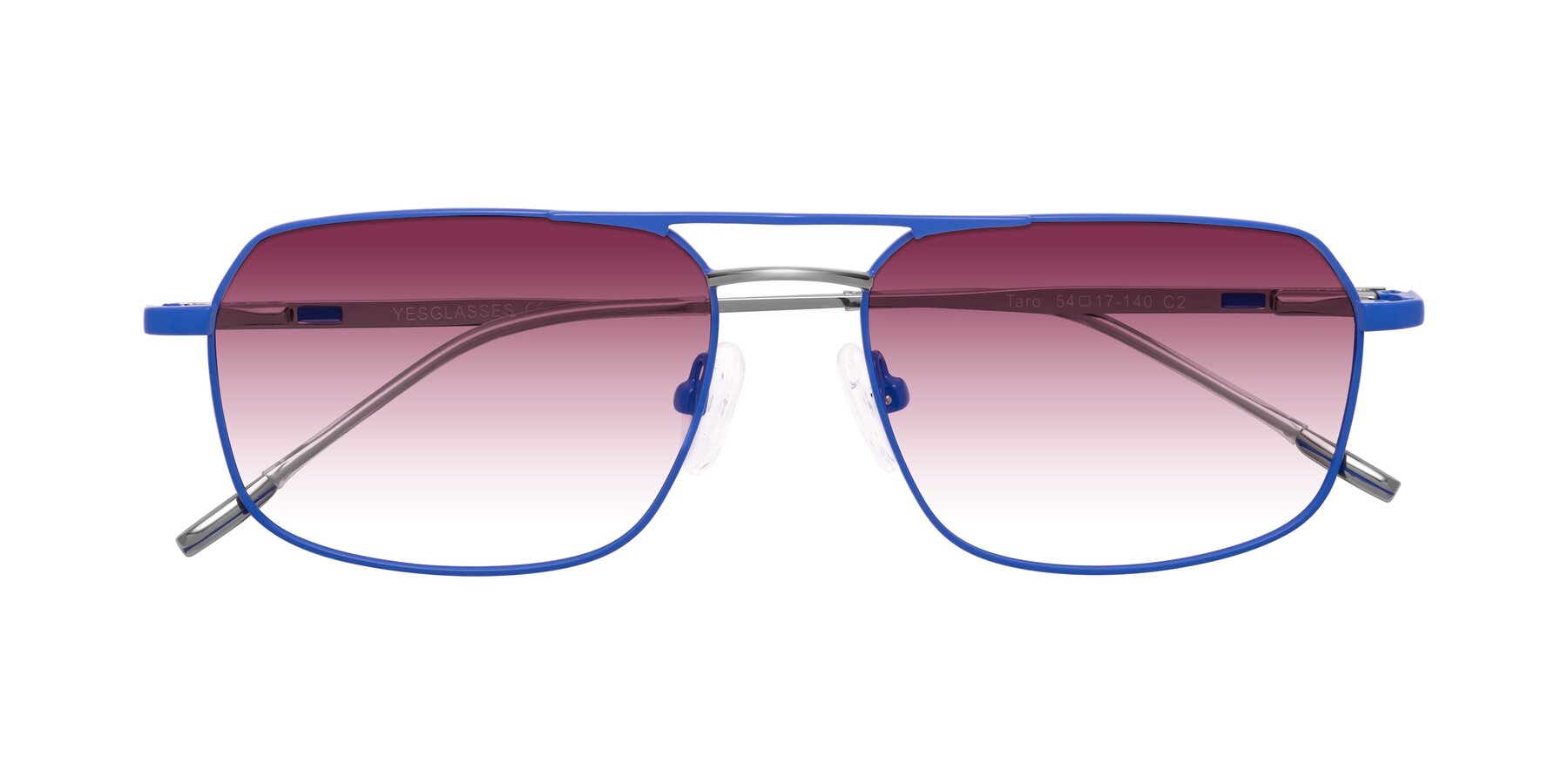 Folded Front of Taro in Sapphire Blue with Wine Gradient Lenses