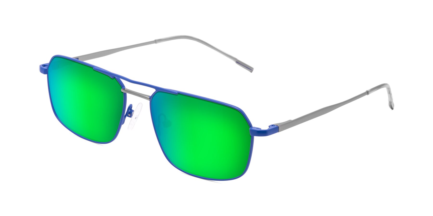 Angle of Taro in Sapphire Blue with Green Mirrored Lenses