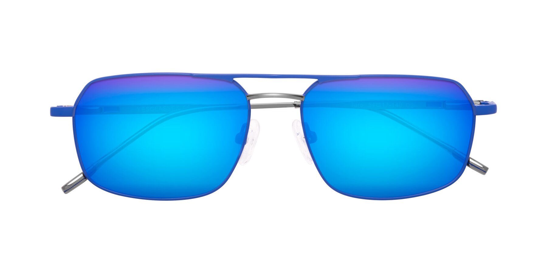 Folded Front of Taro in Sapphire Blue with Blue Mirrored Lenses