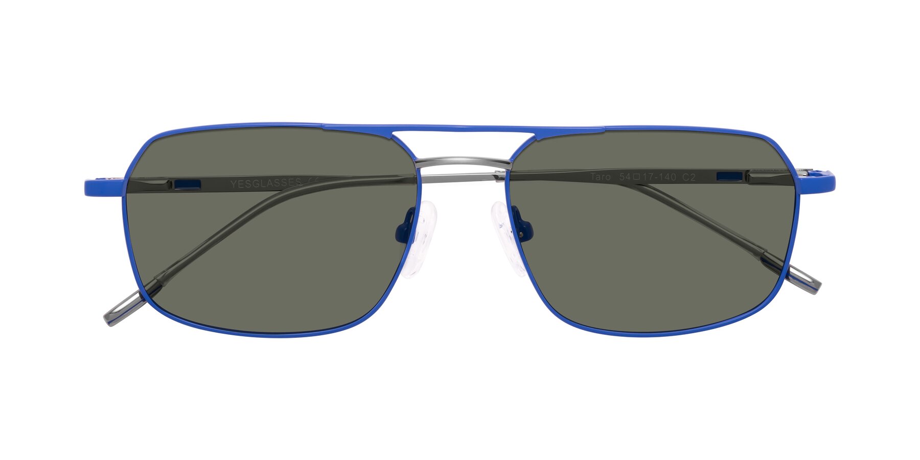 Folded Front of Taro in Sapphire Blue with Gray Polarized Lenses