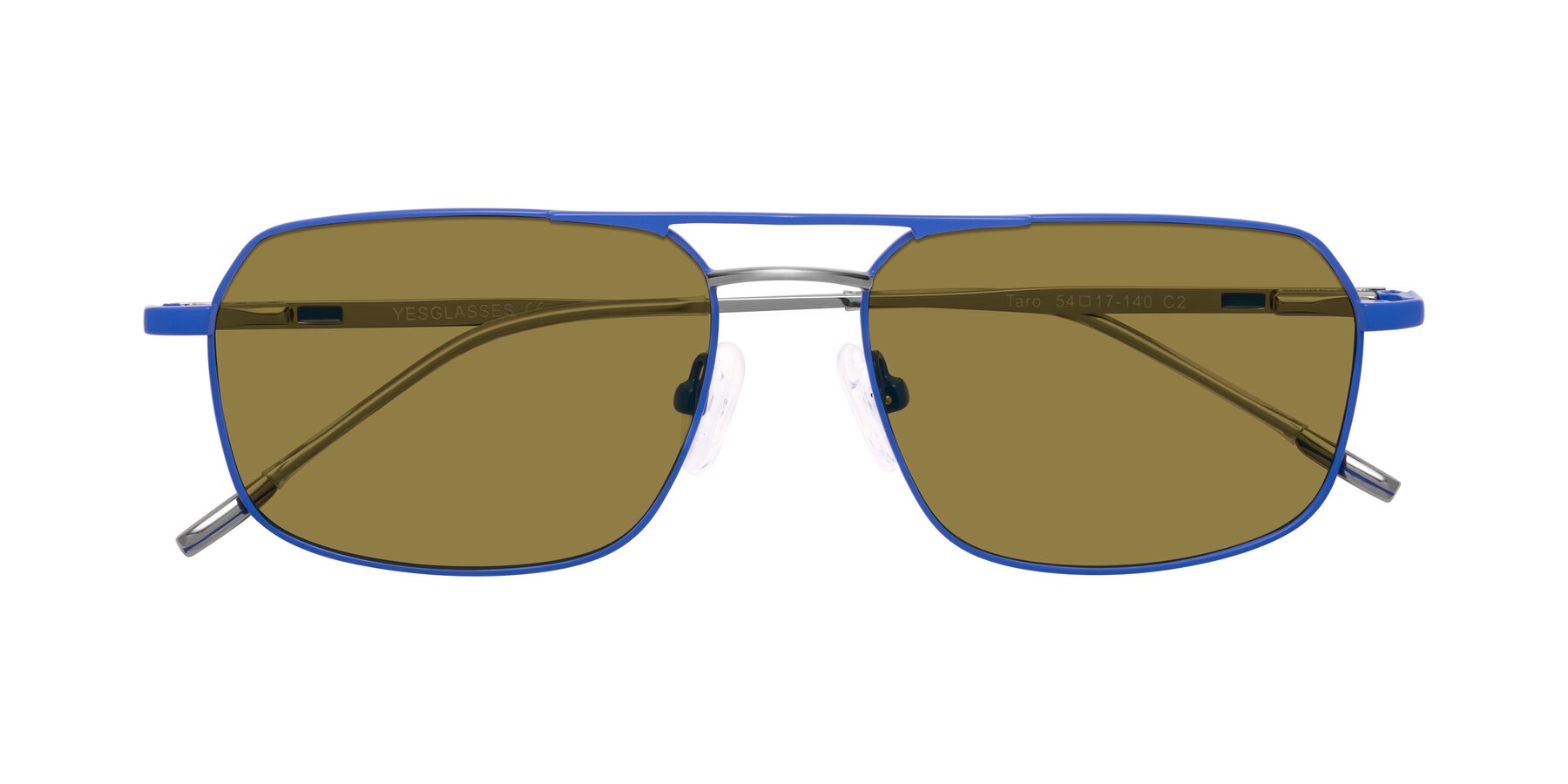 Folded Front of Taro in Sapphire Blue with Brown Polarized Lenses