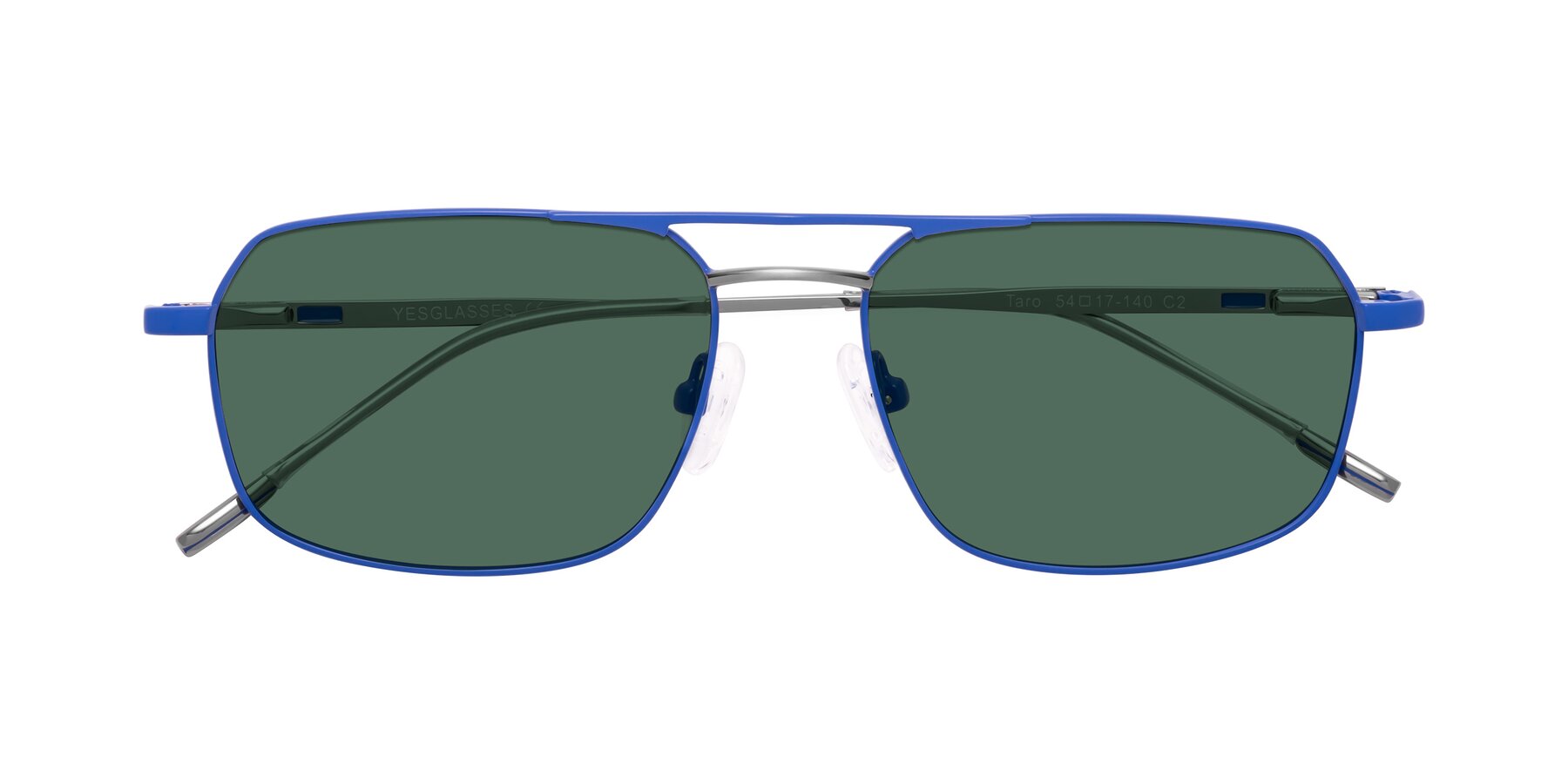 Folded Front of Taro in Sapphire Blue with Green Polarized Lenses