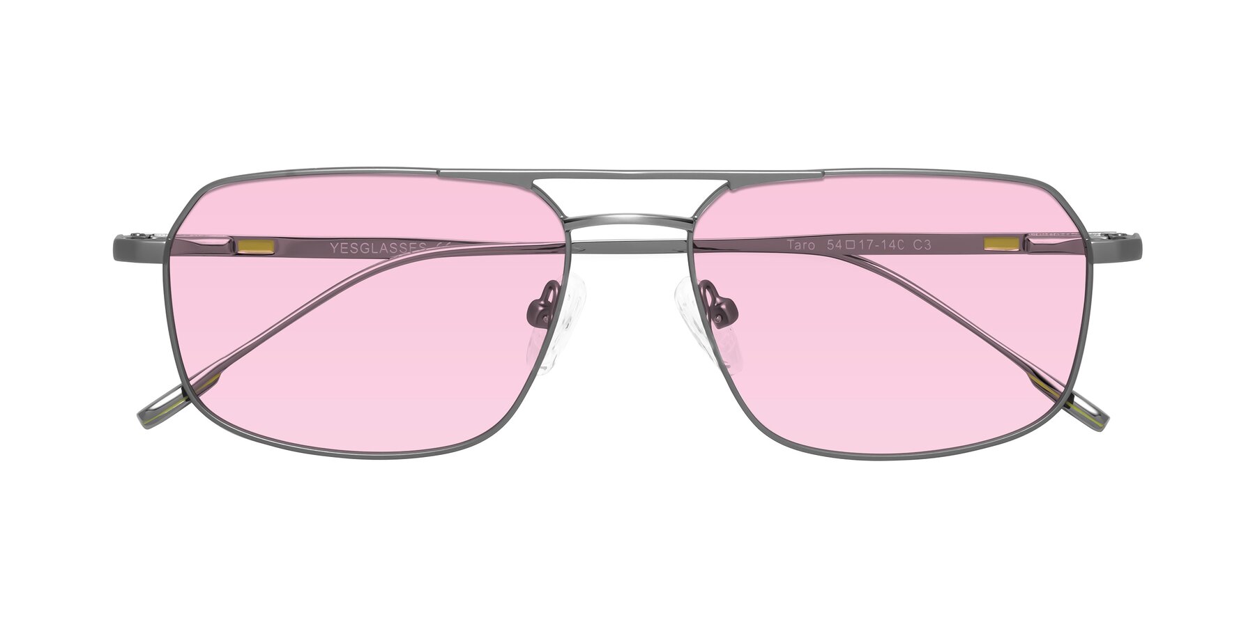 Folded Front of Taro in Gunmetal with Light Pink Tinted Lenses